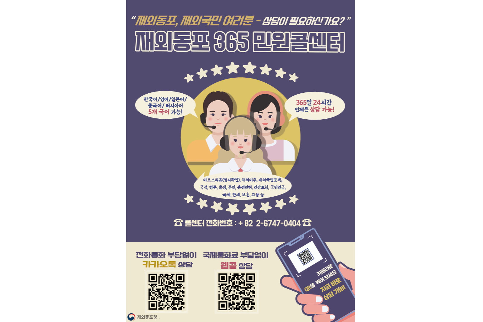 재외동포 365 민원콜센터 이용 안내